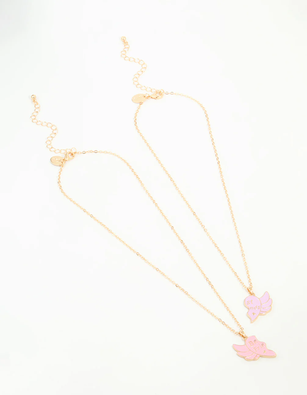 Kids Gold Wing Heart BFF Pendant Necklaces 2-Pack - Image 2