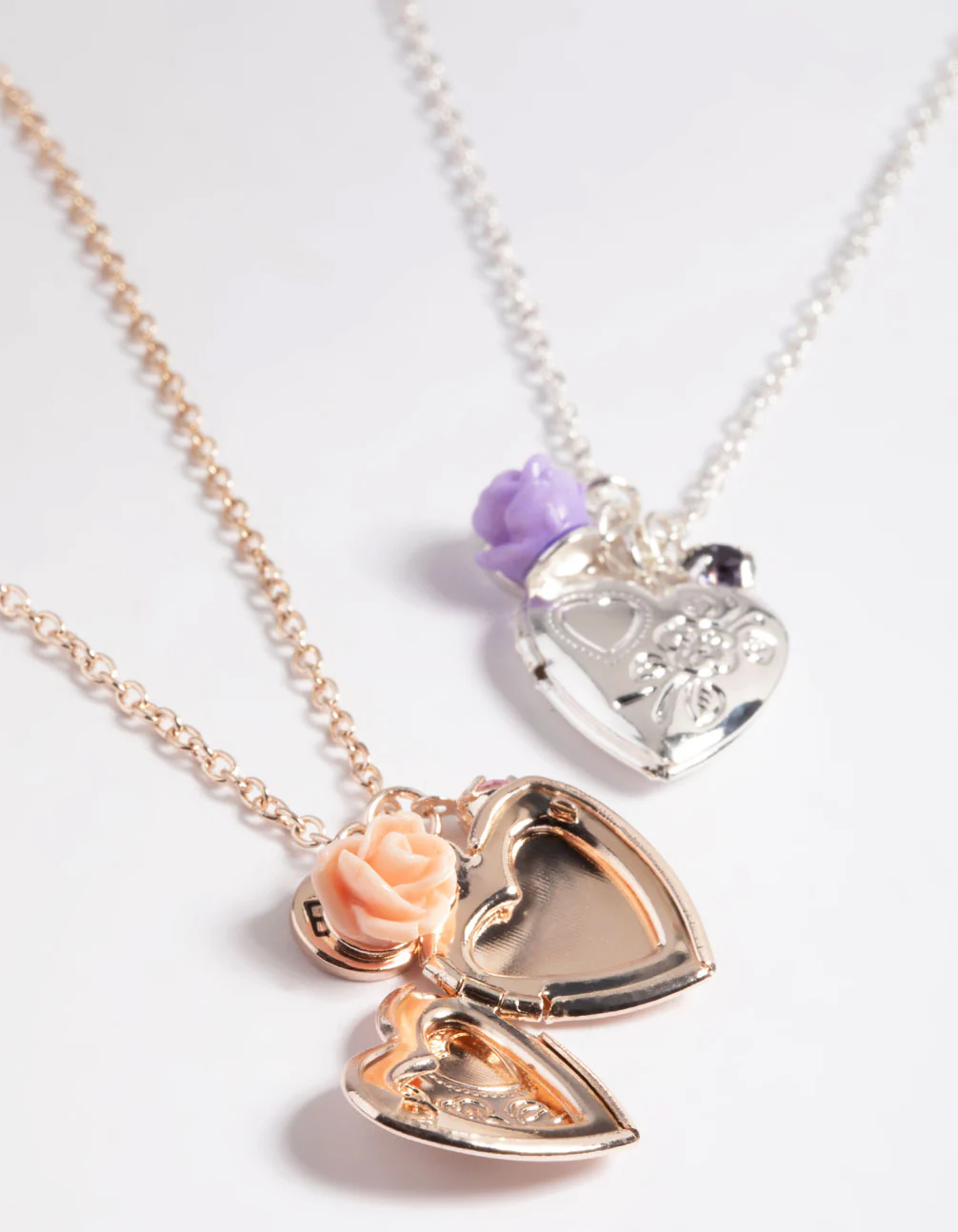 Kids Etched Heart Locket Necklace Pack - Image 4