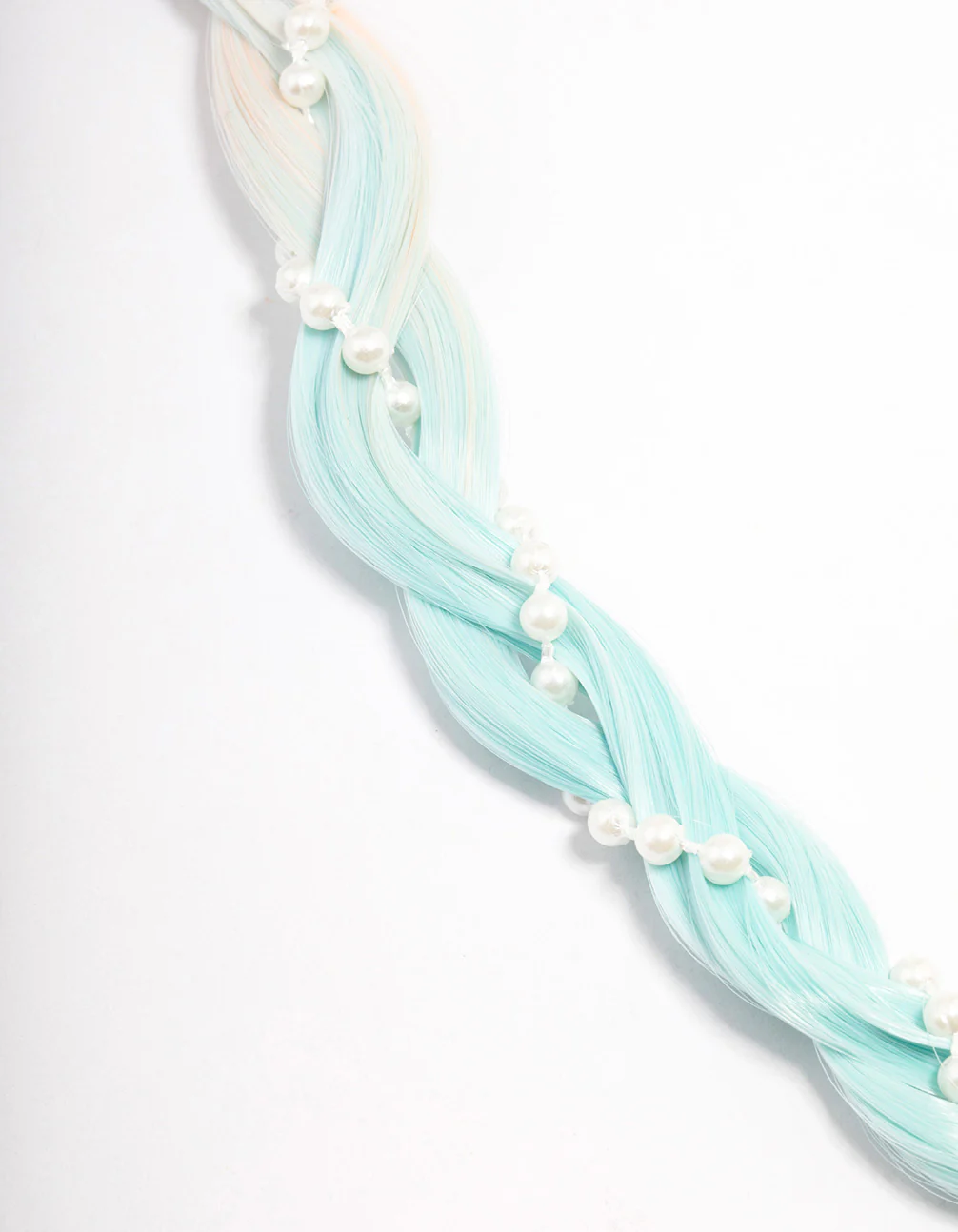 Kids Mixed Faux Hair Pearl Bow Braided Clip - Image 3