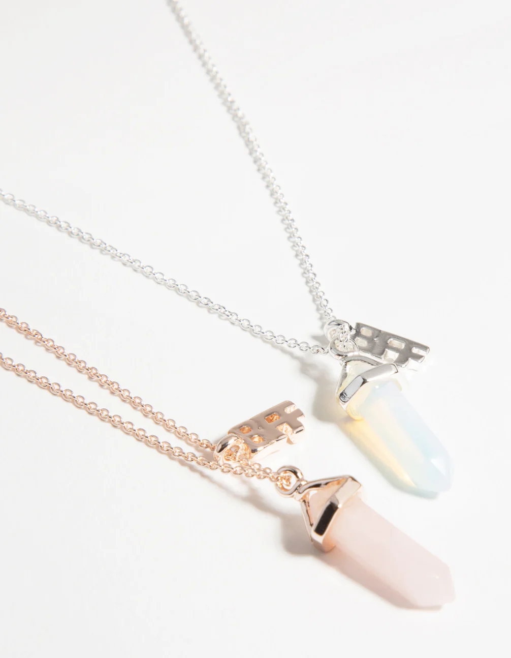 Kids Mixed Metal Semi Precious Shard Best Friend Necklace - Image 3