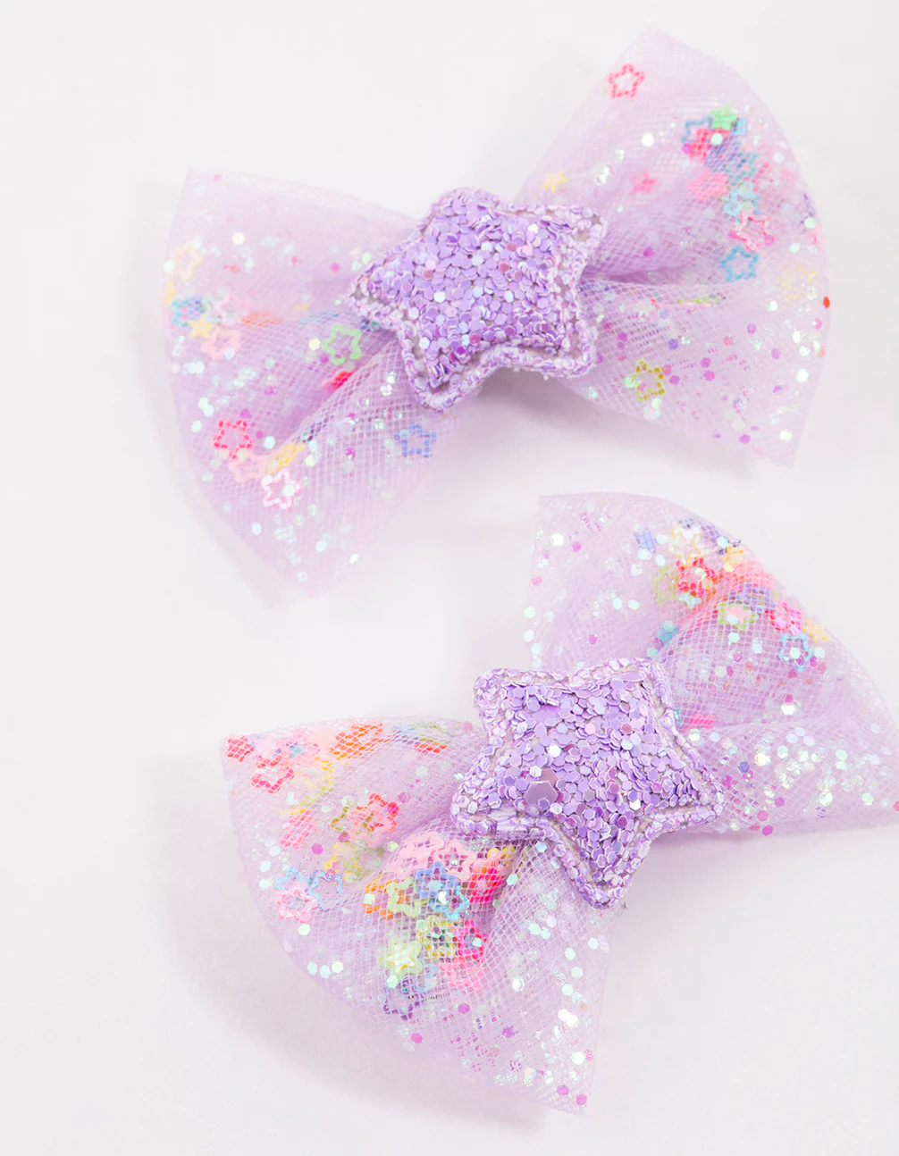 Kids Purple Star Bow Clips Pack - Image 2