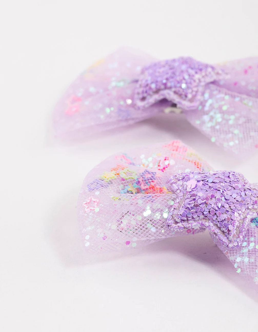 Kids Purple Star Bow Clips Pack - Image 3