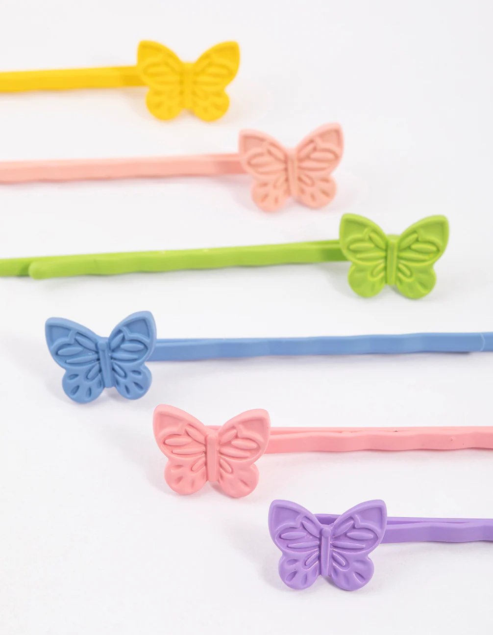 Kids Multi Butterfly Hair Clips 6-Pack - Image 2