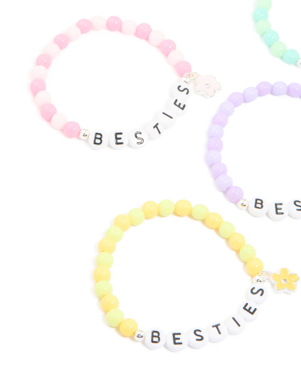 Kids Multicoloured Beaded 'Besties' Stretch Bracelets 5-Pack - Image 2