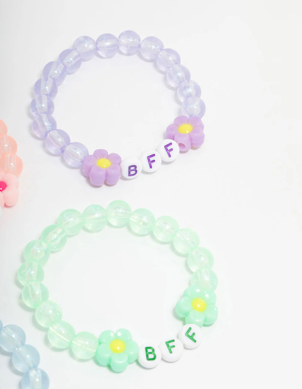 Kids Pastel Beaded  Best Friends Flower Bracelets 5-Pack - Image 3