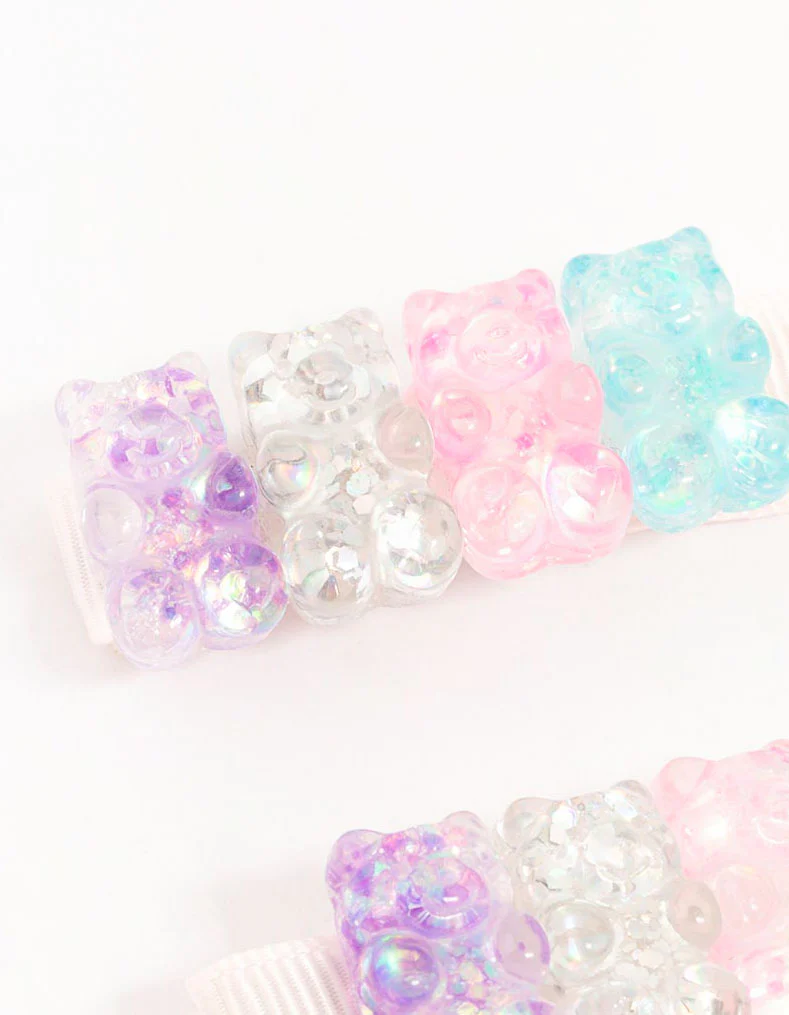 Kids Pastel Gummy Bear Hair Slides 2-Pack - Image 2