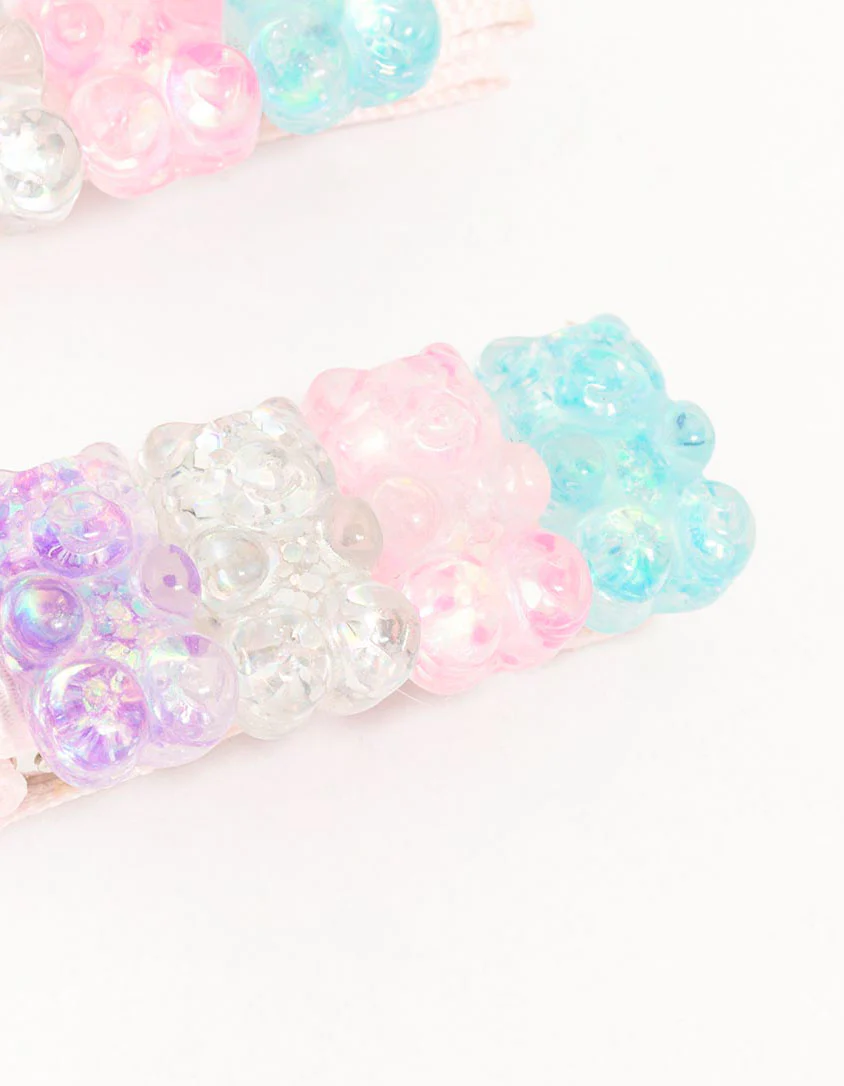 Kids Pastel Gummy Bear Hair Slides 2-Pack - Image 3
