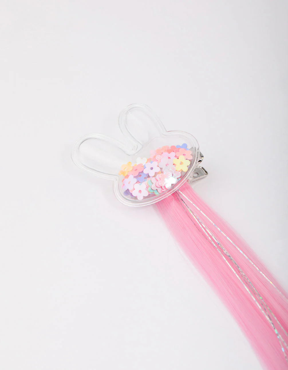 Kids Pink & Blue Bunny Hair Extension Clip - Image 2