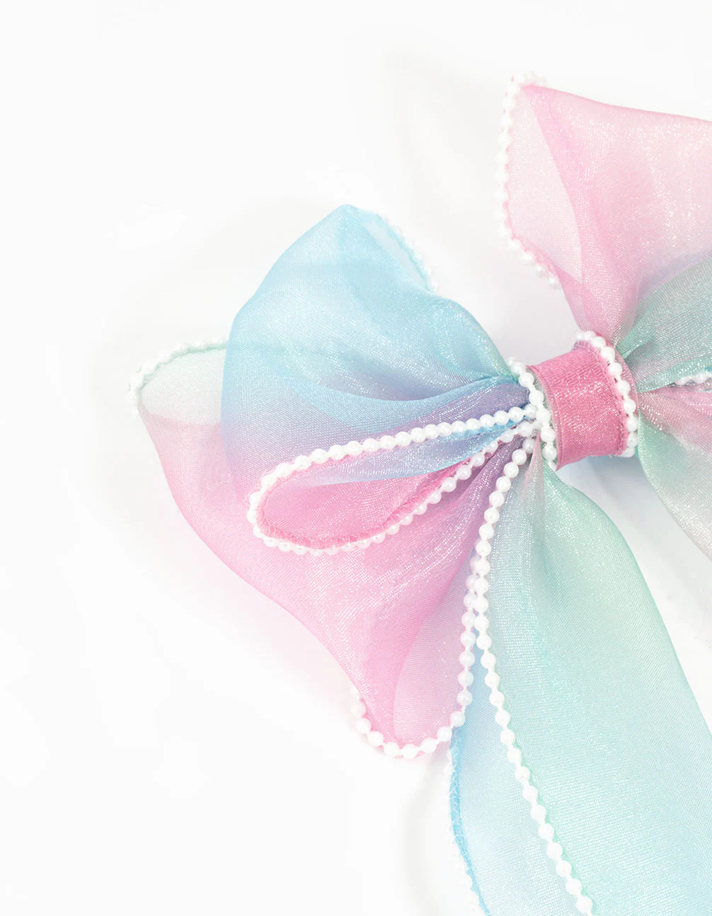Kids Pink & Blue Ombre Bow Clip - Image 2