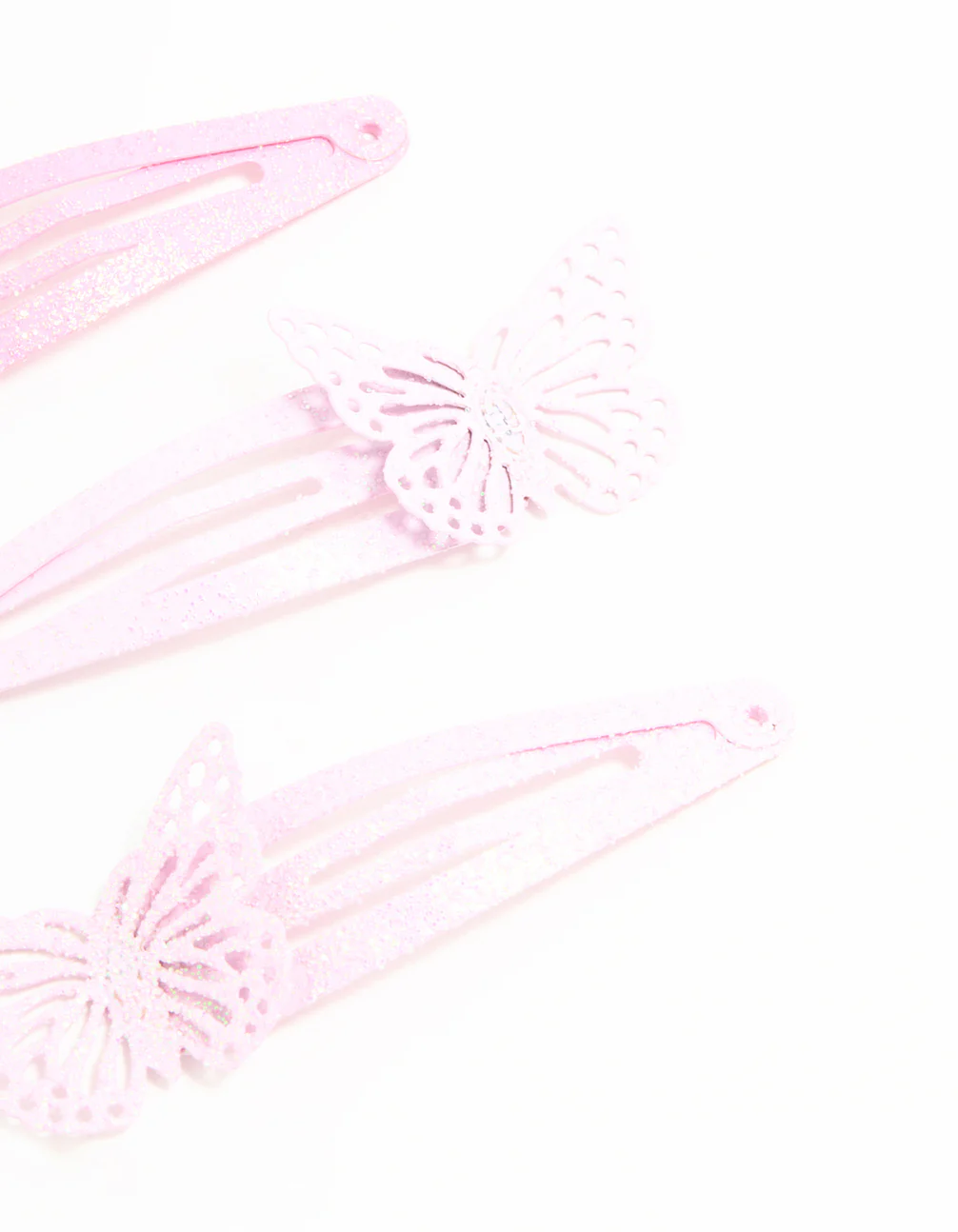 Kids Pink Coated Metal Butterfly Hair Clips 4-Pack - Image 3