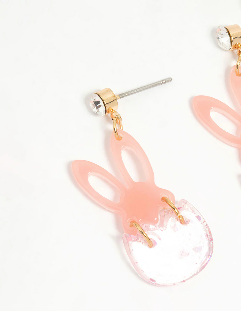 Kids Pink Glitter Bunny & Egg Drop Earrings - Image 2