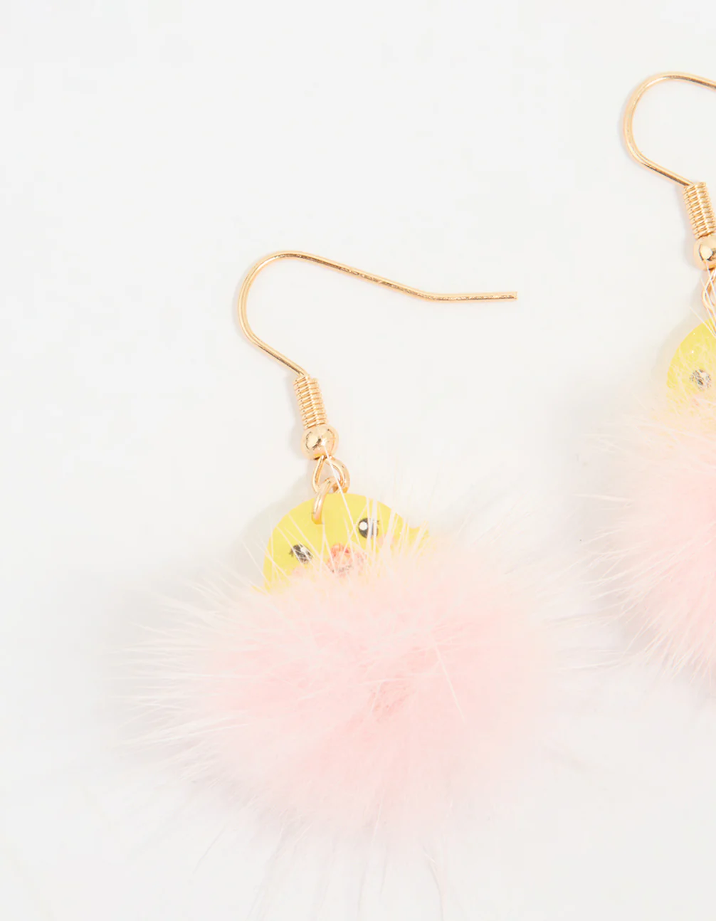 Kids Pink Pompom Chick Drop Earrings - Image 2