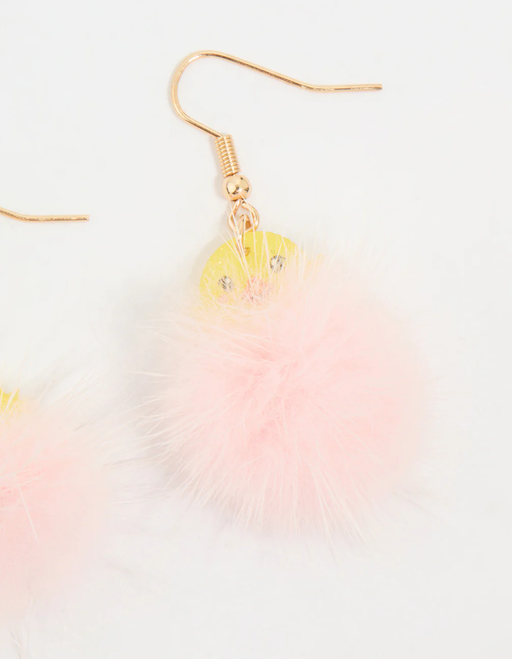 Kids Pink Pompom Chick Drop Earrings - Image 3