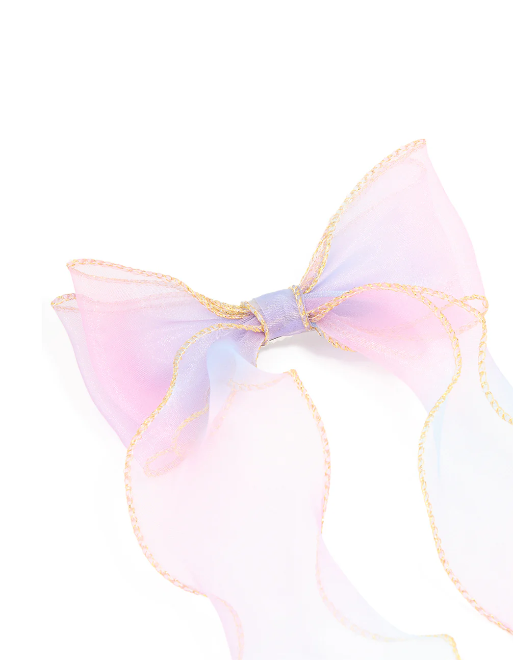 Kids Pink & Purple Ombre Fabric Bow Clip - Image 2