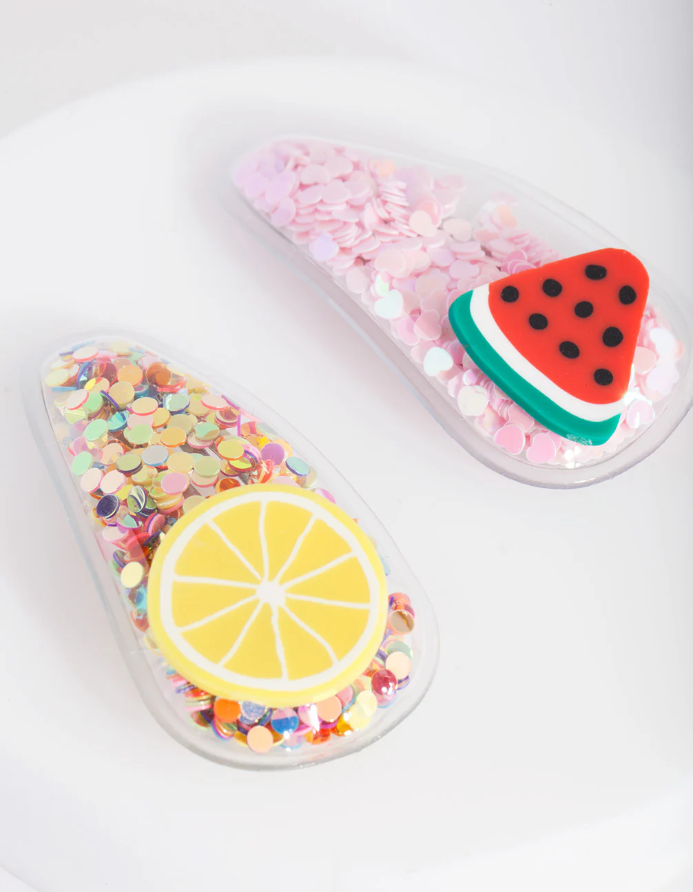 Kids Glitter Fruit Hair Clips Pack - Image 2
