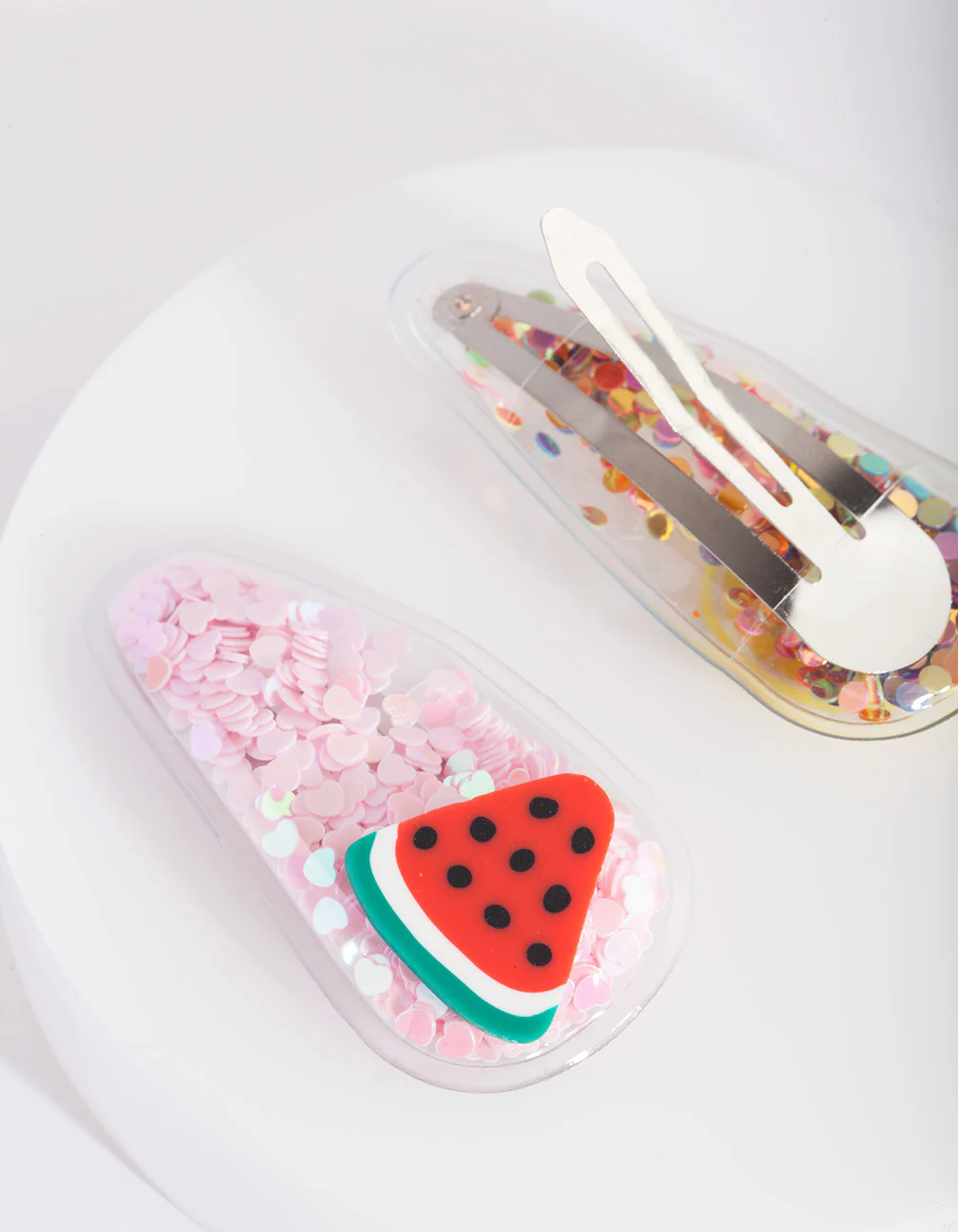 Kids Glitter Fruit Hair Clips Pack - Image 3