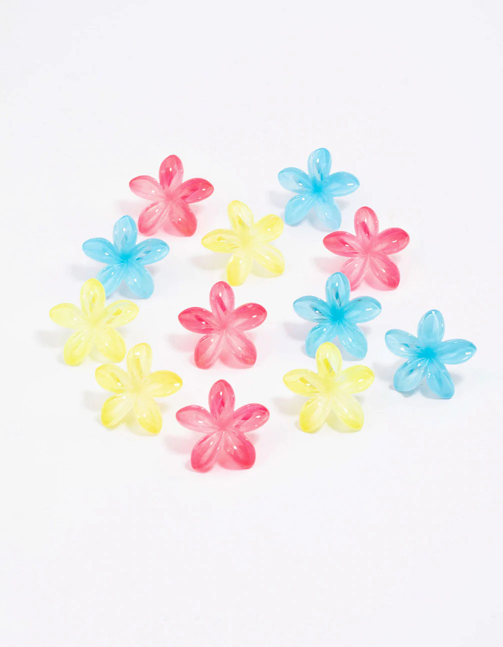 Kids Pastel Frangipani Flower Hair Clips 12-Pack