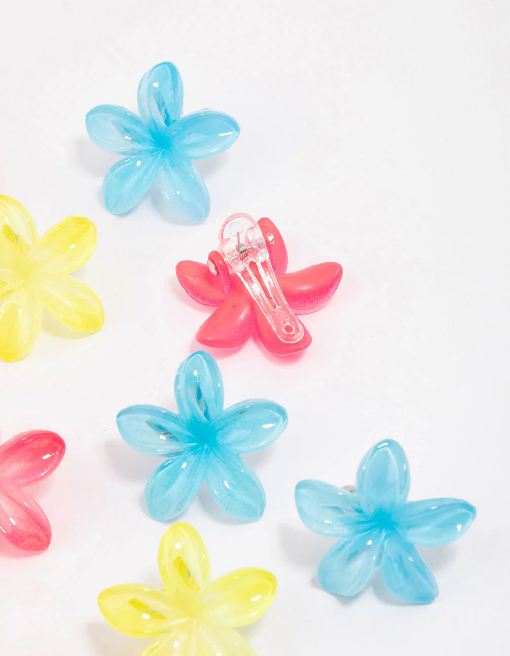 Kids Pastel Frangipani Flower Hair Clips 12-Pack - Image 3