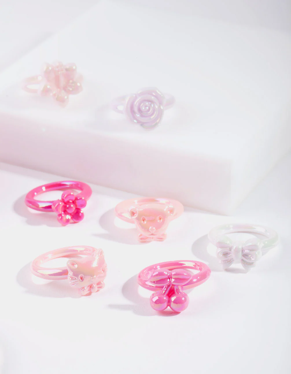Kids Pink Bracelet & Ring 7-Pack Set - Image 3