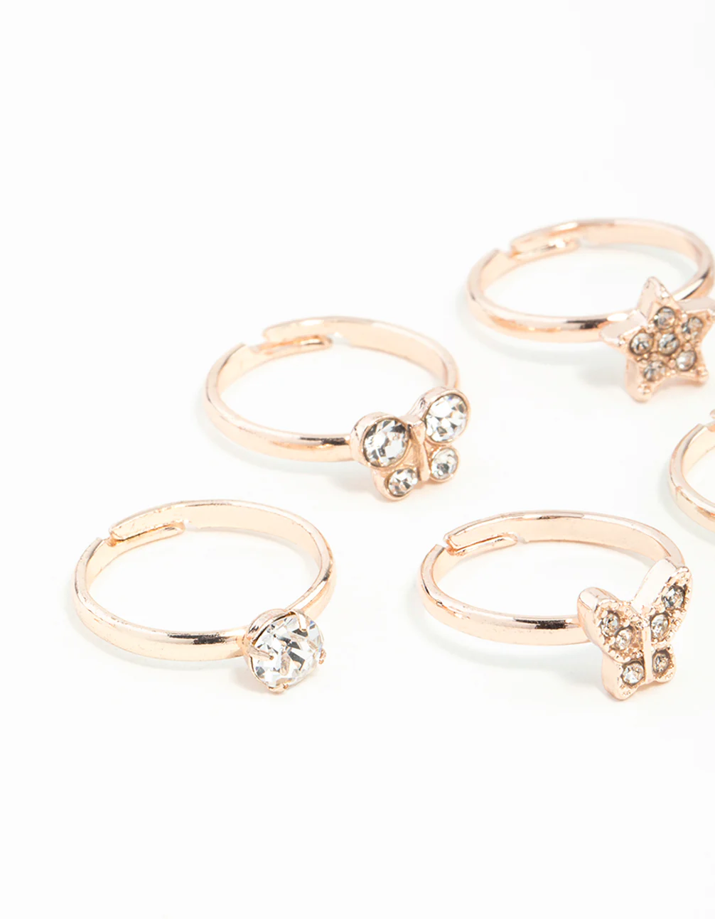 Kids Rose Gold Diamante Pearl Flower & Bow 6-Pack - Image 2