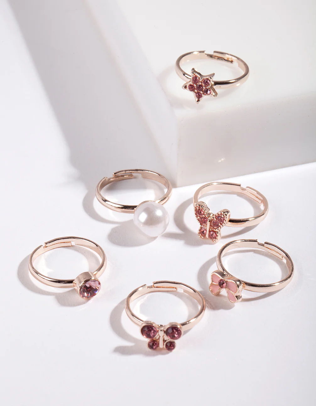 Kids Rose Gold Pink Ring 6-Pack - Image 2