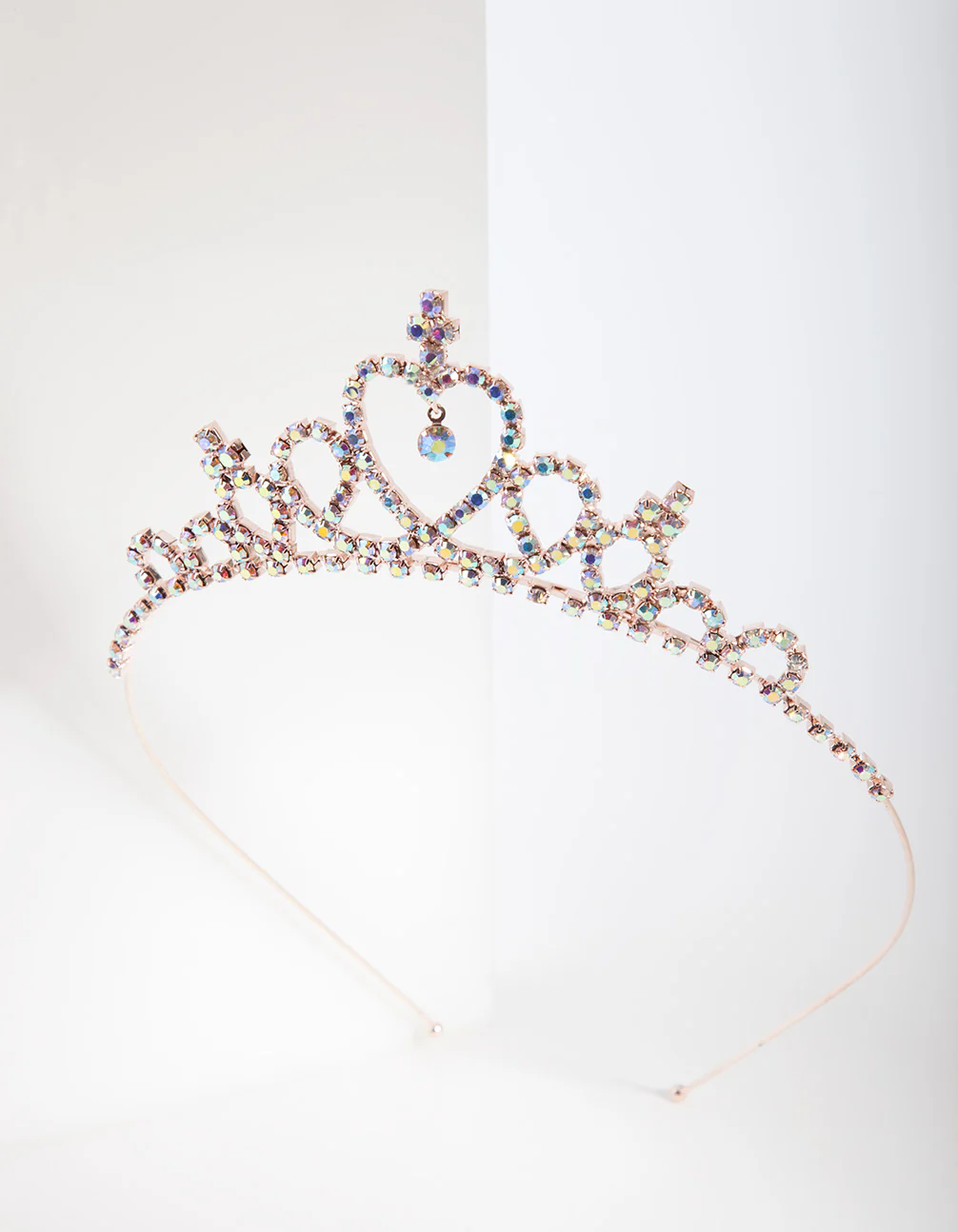 Kids Rose Gold Diamante Tiara Headband - Image 2