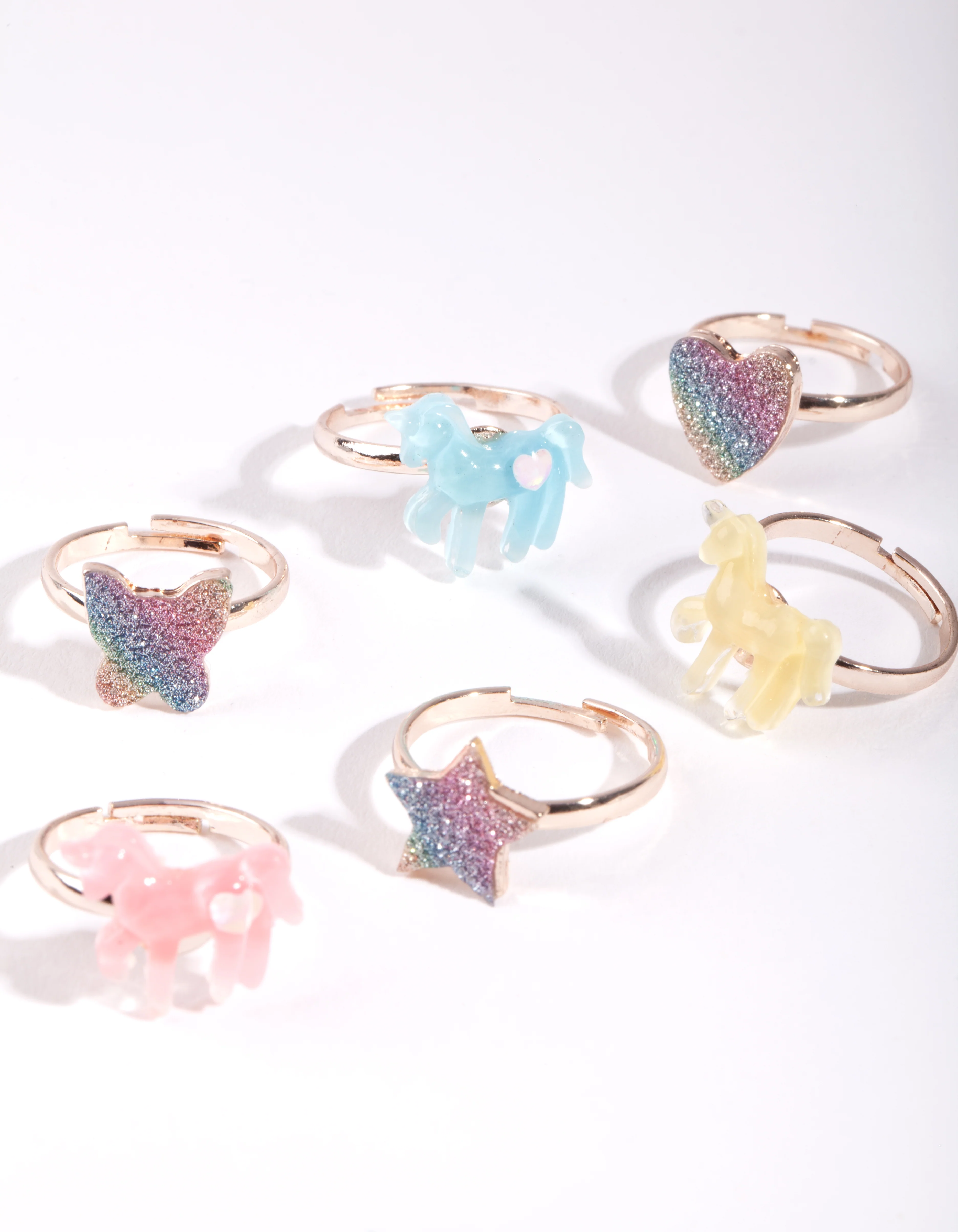 Kids Rose Gold Glitter Ring 6-Pack - Image 2