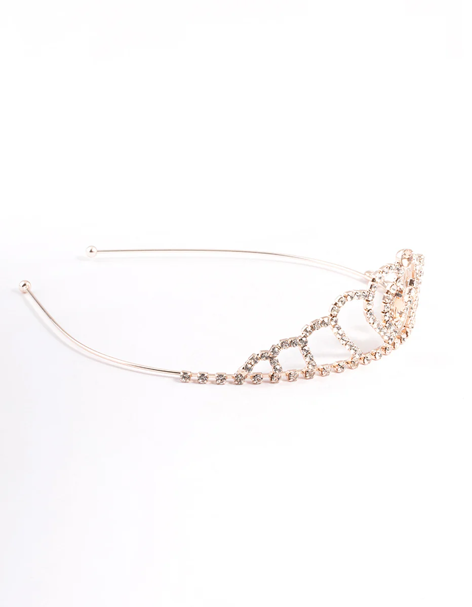 Kids Rose Gold Heart Tiara Headband - Image 3