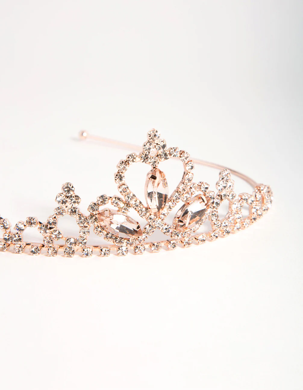 Kids Rose Gold Diamante Tiara Headband - Image 3