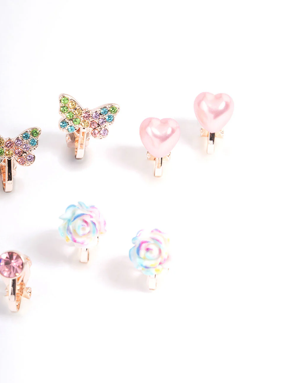 Kids Ombre Rose Clip On Earrings 5-Pack - Image 3