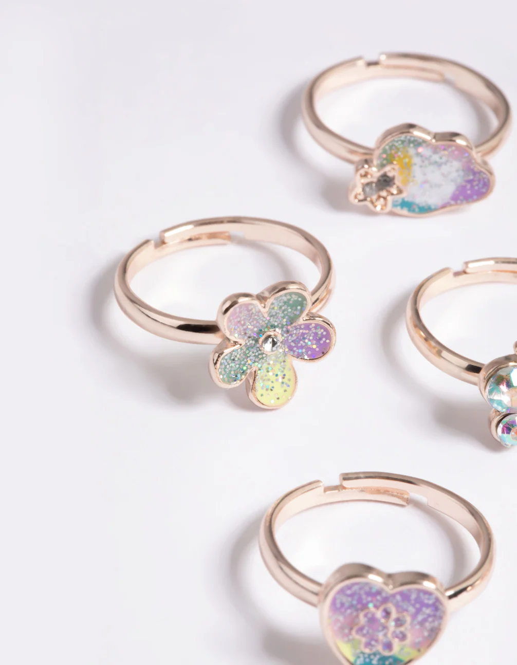 Kids Pastel Glitter Ring 6-Pack - Image 2