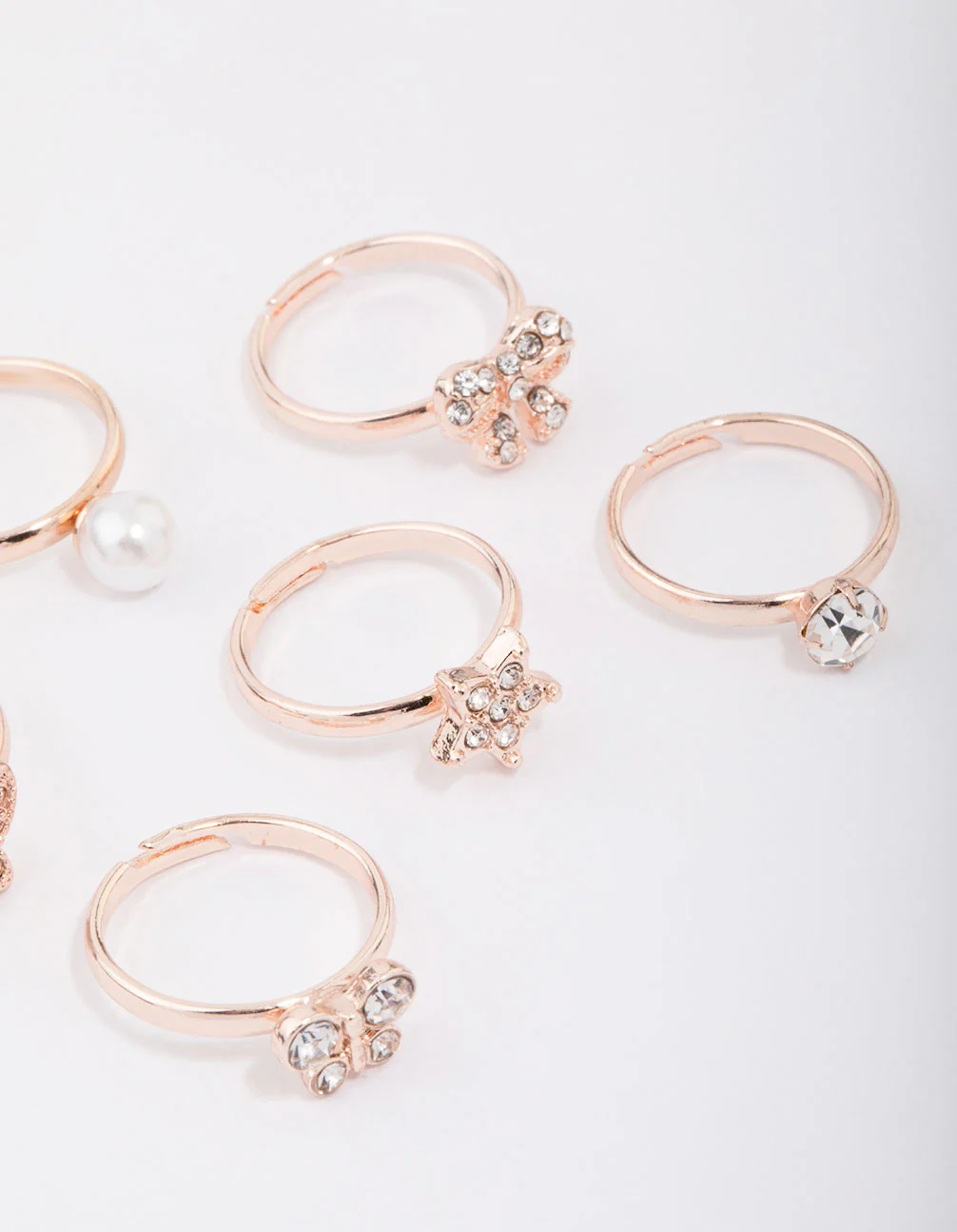 Kids Rose Gold Diamante Butterfly Earring 6-Pack - Image 3