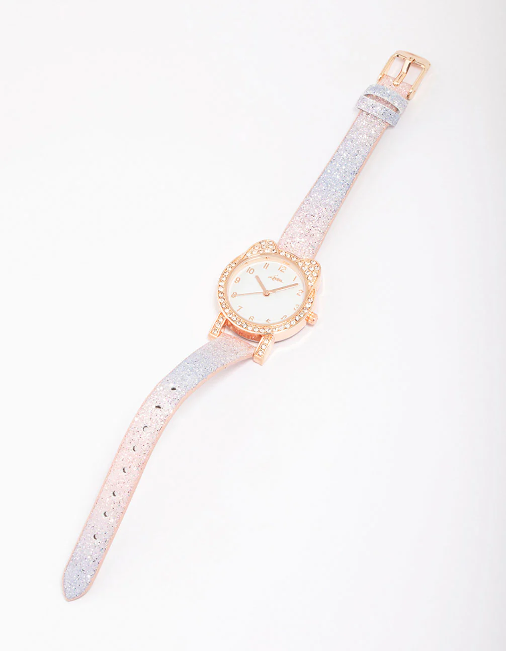 Kids Rose Gold Diamante Rainbow Watch - Image 2