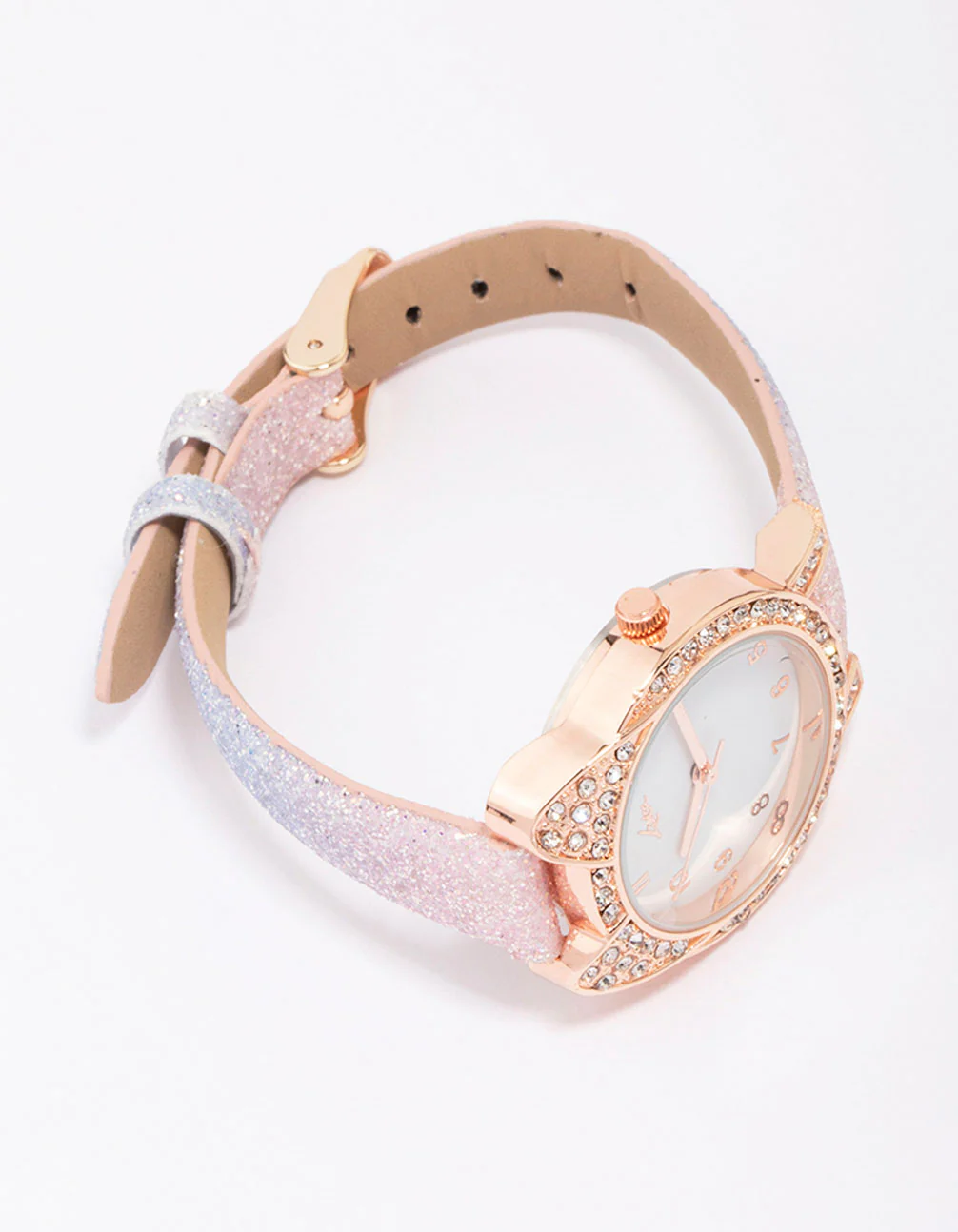 Kids Rose Gold Diamante Rainbow Watch - Image 3