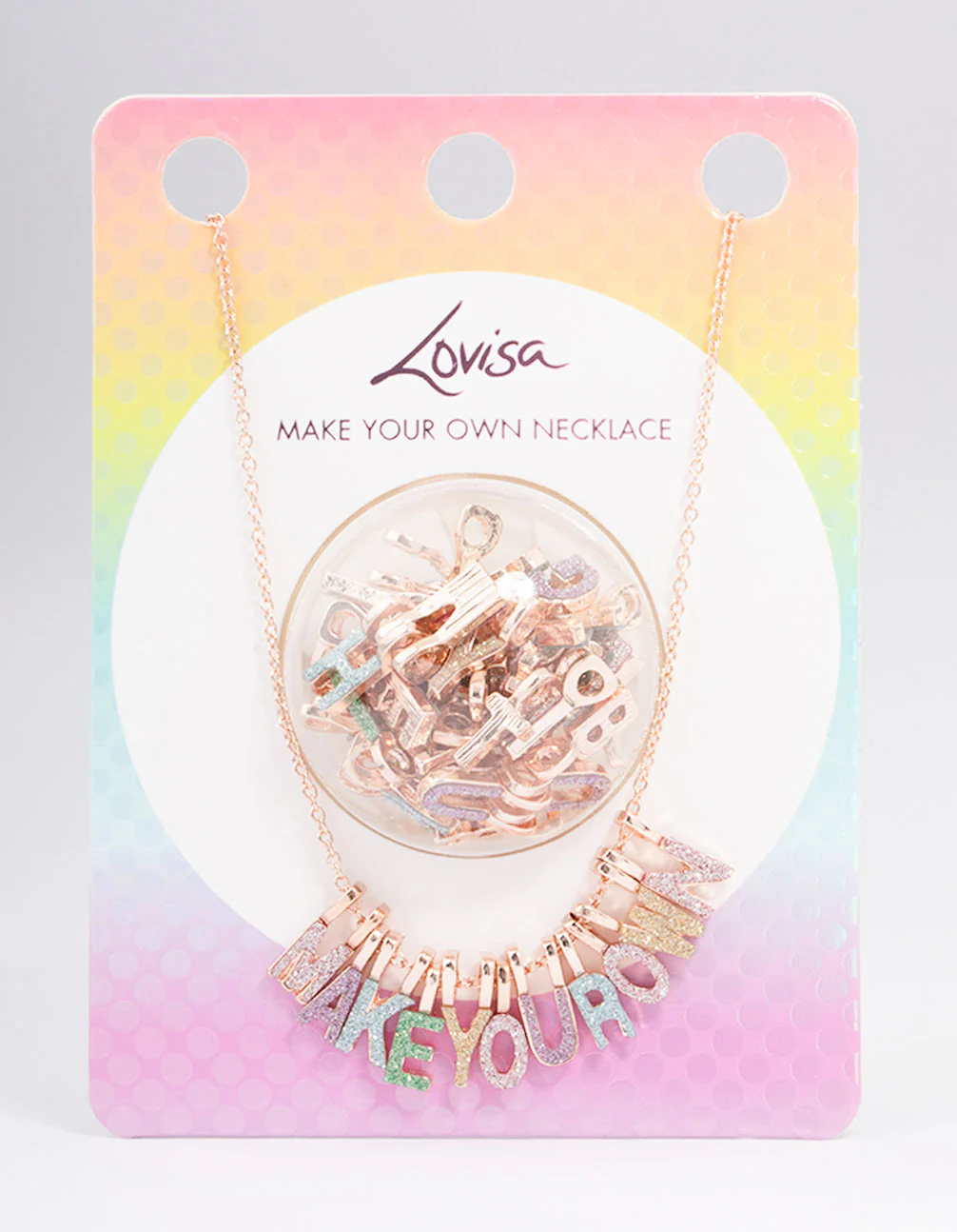 Kids Rose Gold Glitter Letter Make Your Own Necklace Charm Set - Image 3