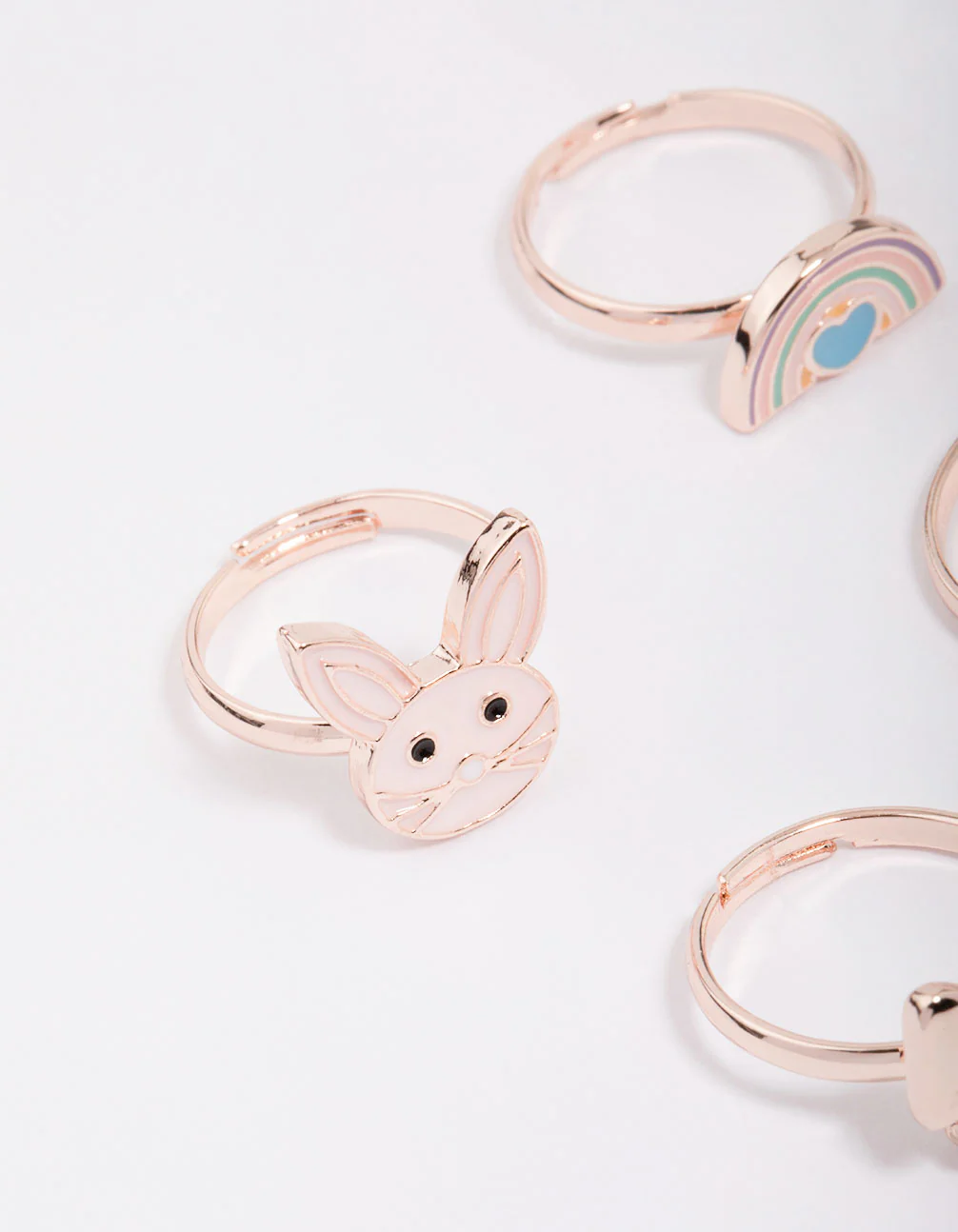 Kids Rose Gold Easter Bunny Bow Ring 6-Pack - Image 3