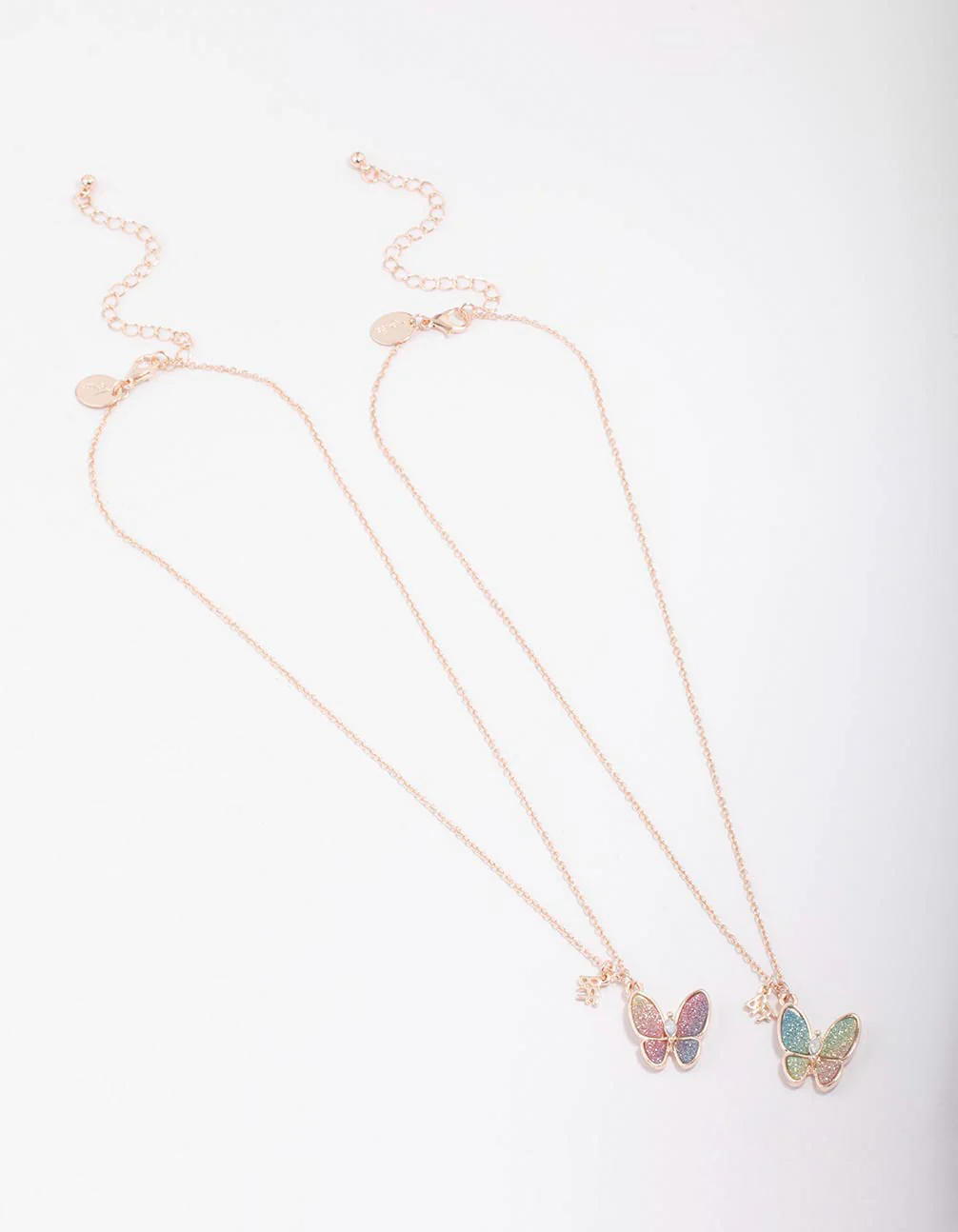 Kids Rose Gold Glitter Butterfly Pendant Necklace Pack - Image 2