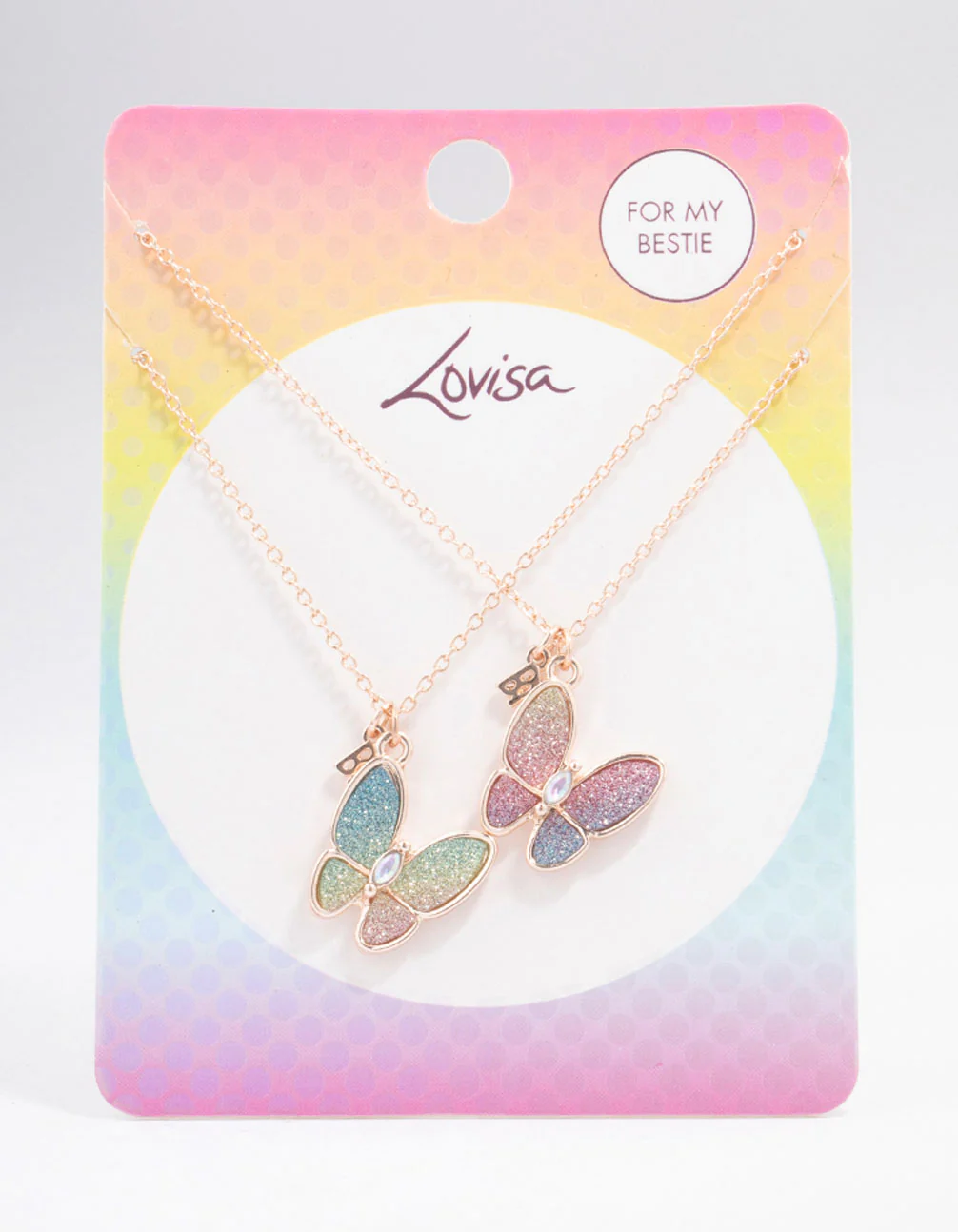 Kids Rose Gold Glitter Butterfly Pendant Necklace Pack - Image 3