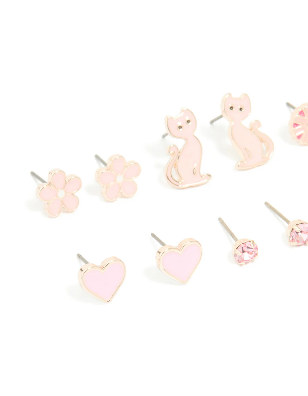Kids Rose Gold Star & Heart Stud Earrings 6-Pack - Image 2