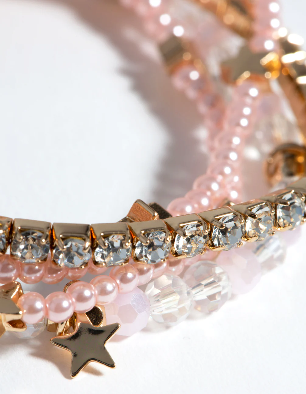 Kids Gold Bead & Star Charm Stretch Bracelet - Image 2