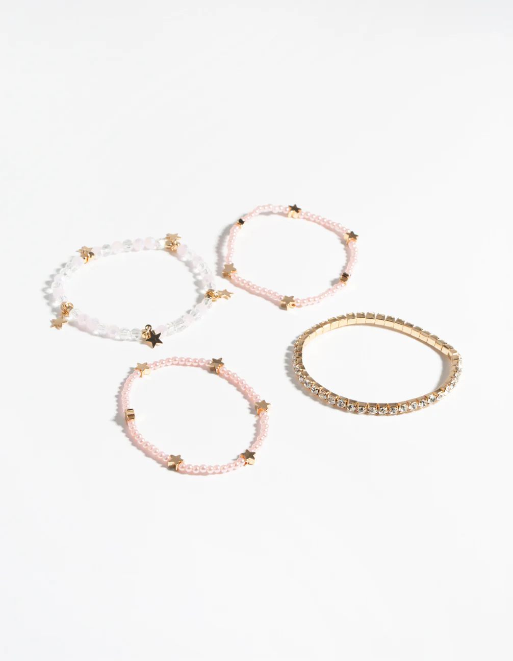 Kids Gold Bead & Star Charm Stretch Bracelet - Image 3