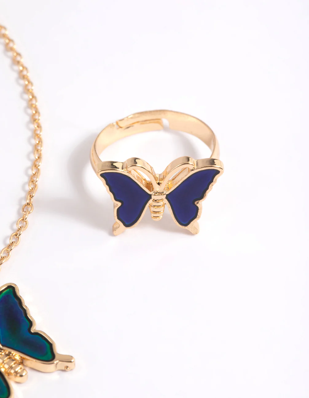 Kids Butterfly Mood Necklace & RIng Set - Image 3