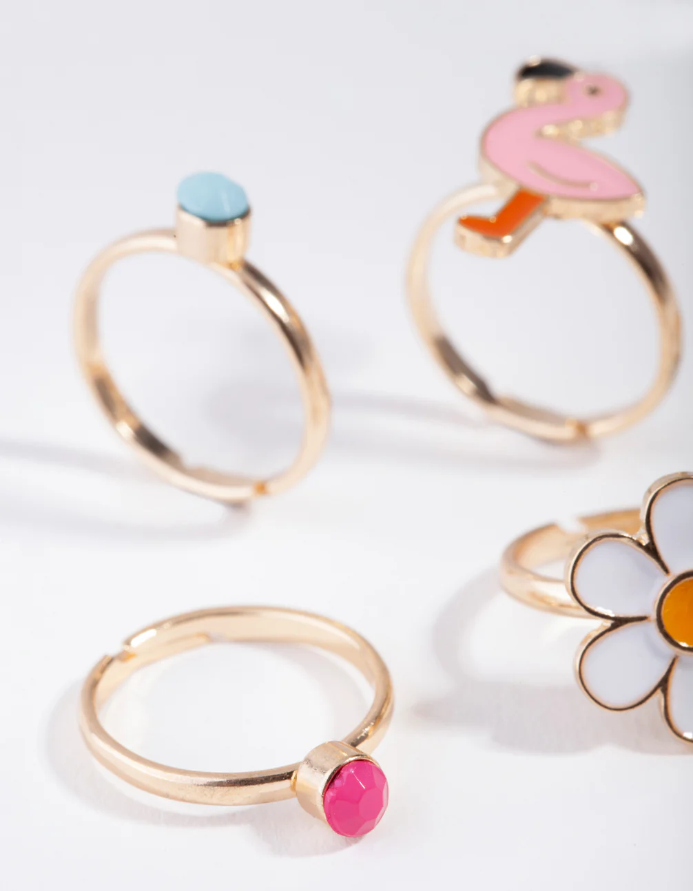 Kids Gold Cat & Flower Ring 6-Pack - Image 3