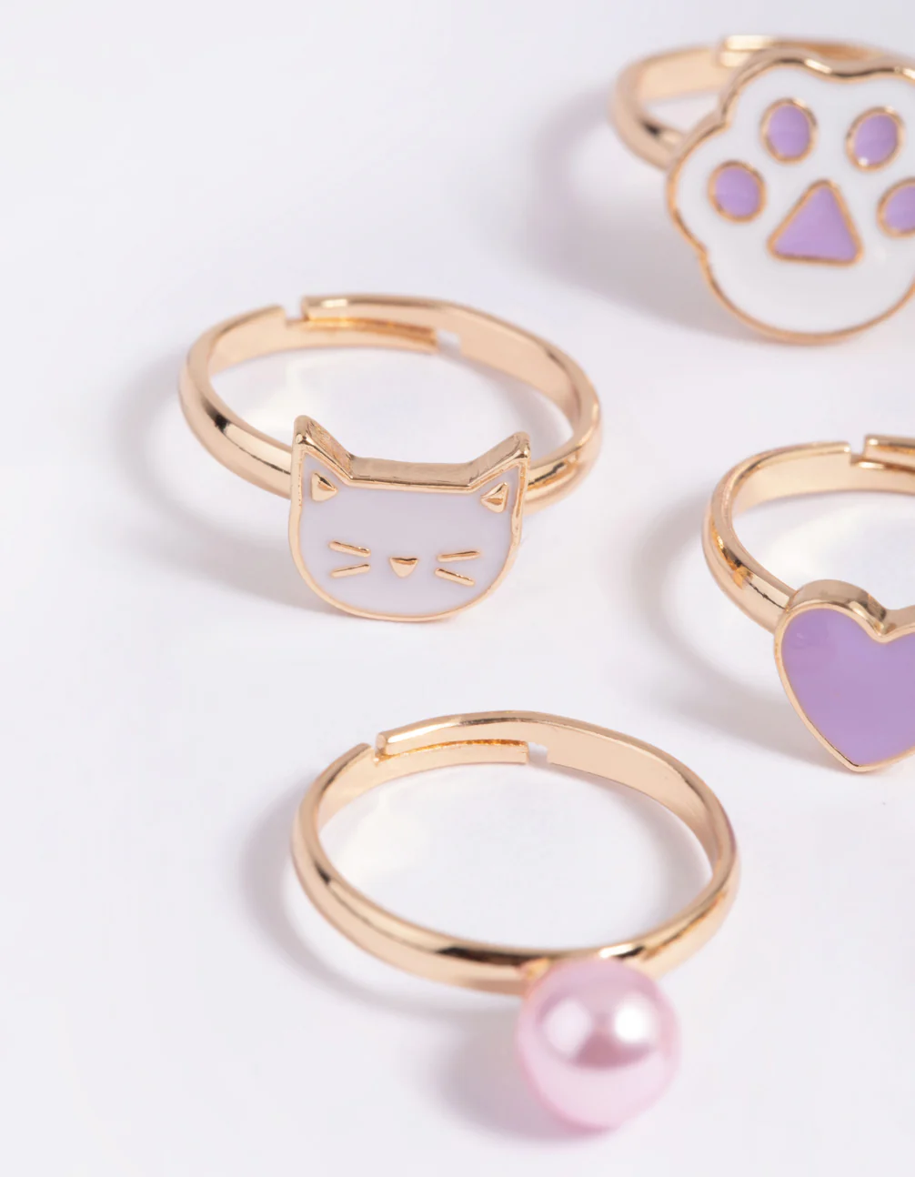 Kids Purple Cat Paw Ring 6-Pack - Image 3