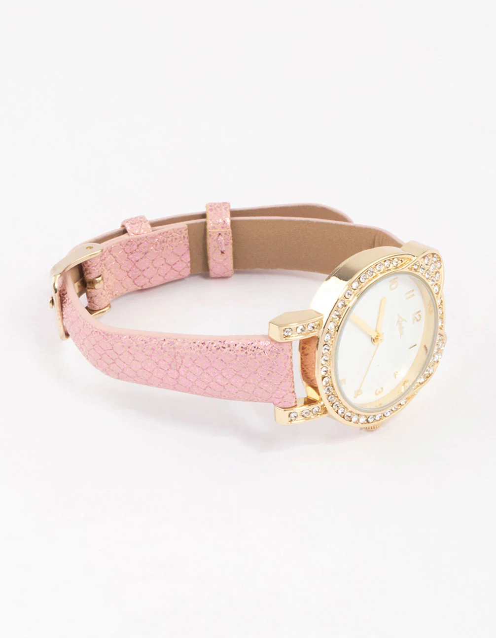 Kids Diamante & Glitter Cat Faux Leather Watch - Image 3