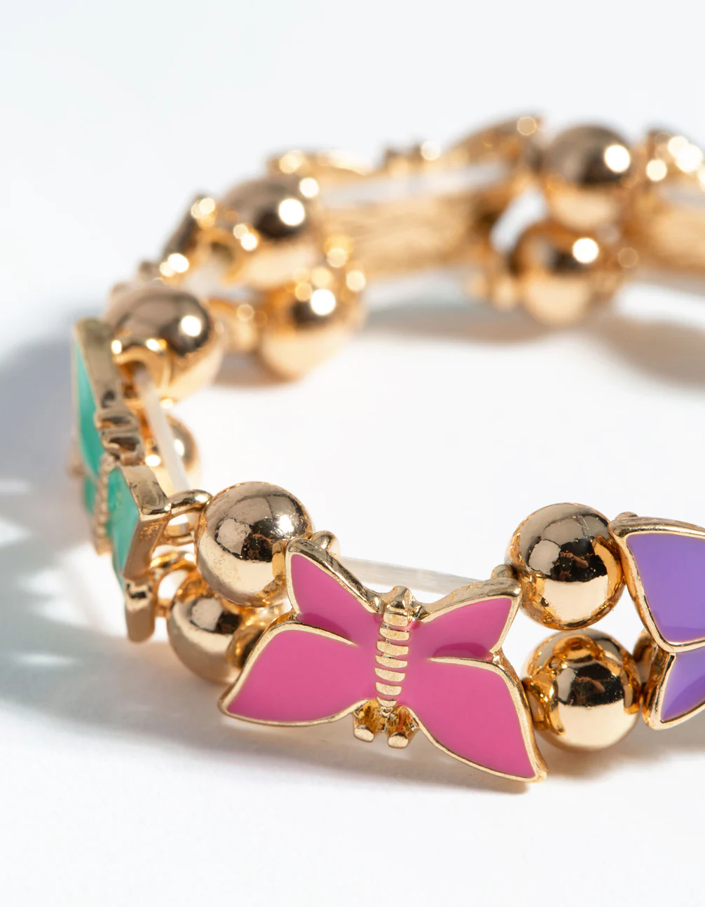 Kids Gold Enamel Butterfly Stretch Bracelet & Ring - Image 3