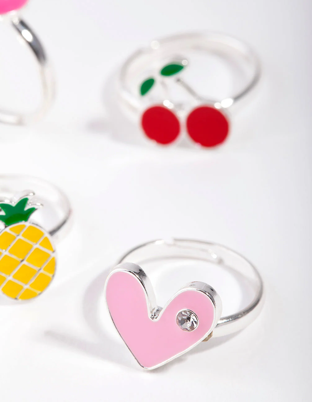 Kids Silver Fruity Rainbow Ring 6-Pack - Image 2