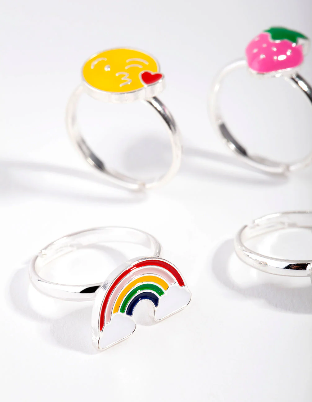 Kids Silver Fruity Rainbow Ring 6-Pack - Image 3