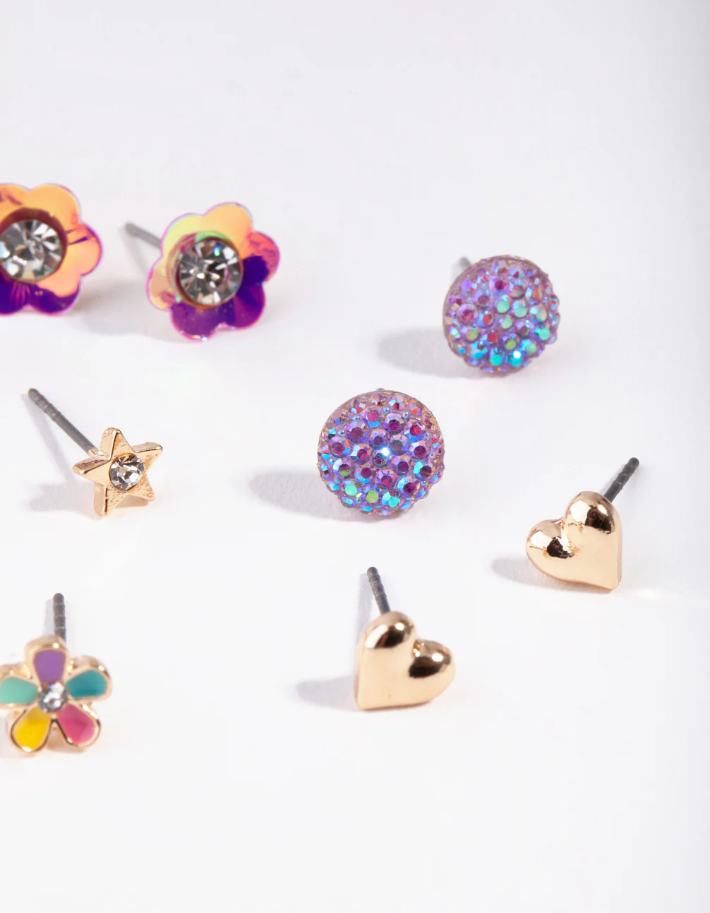 Kids Gold Flower Garden Stud Earring 6-Pack - Image 2
