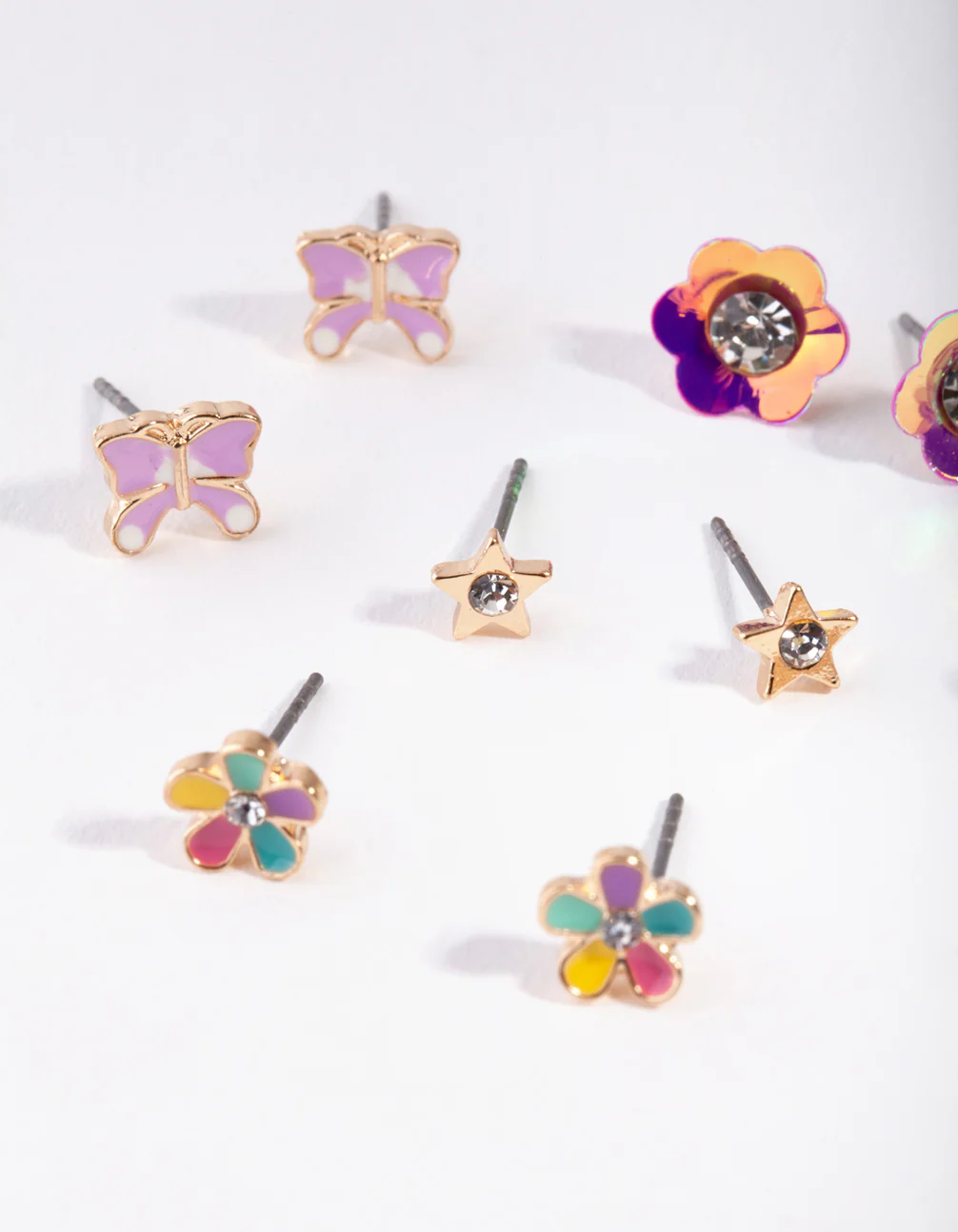Kids Gold Flower Garden Stud Earring 6-Pack - Image 3